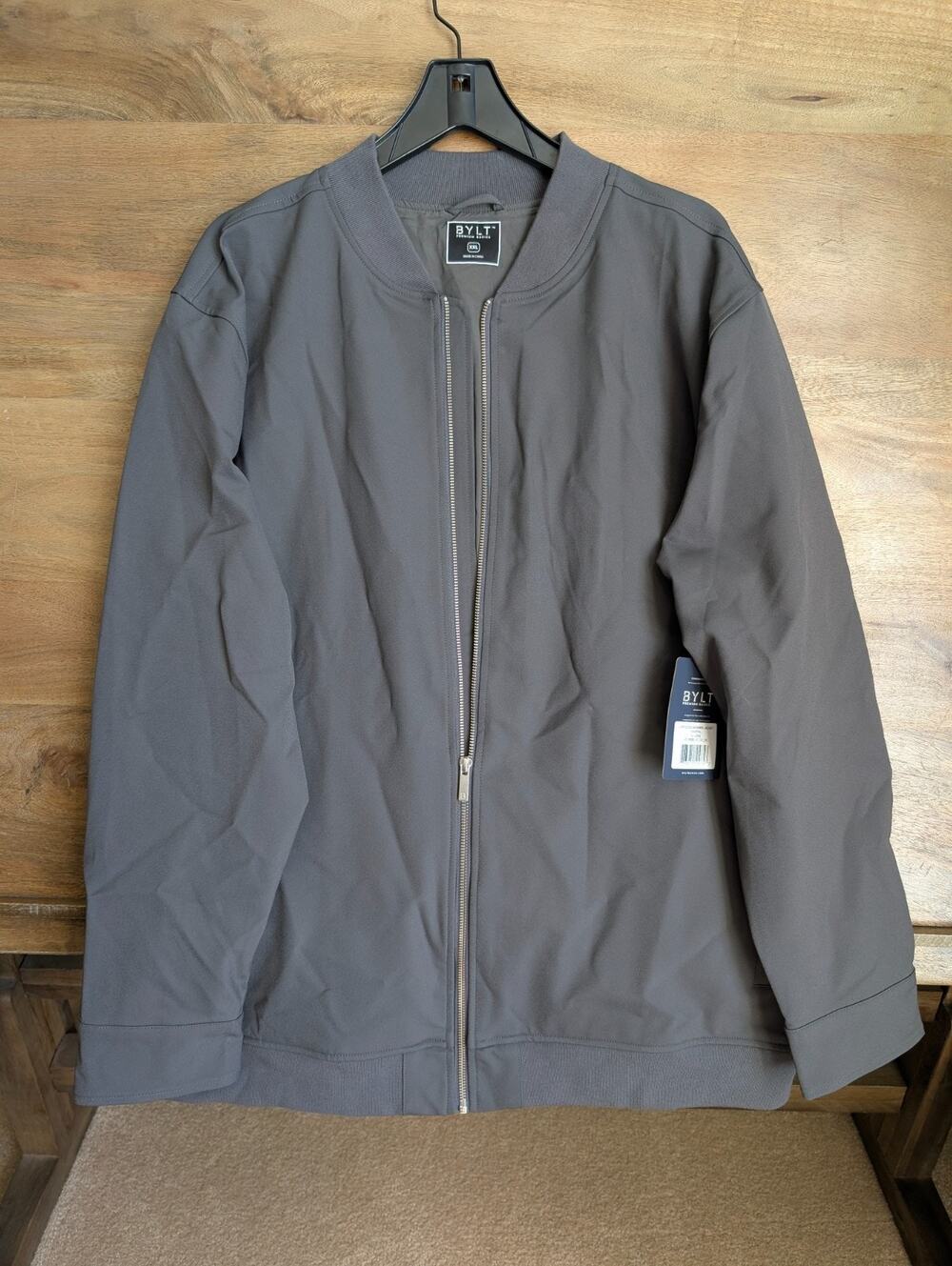 NWT BYLT Premium Basics Limitless Bomber Jacket Mens XXL Charcoal Gray Full Zip